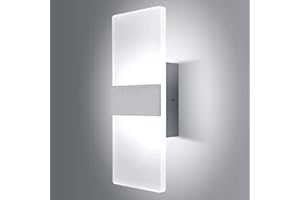 LIGHTESS Modern Wall Sconce Dimmable 12W, Up Down Wall Lights Acrylic LED Wall Lamp for Hallway Bedroom Corridor, Cool White, HS521-1