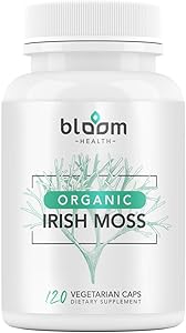 Bloom Health Sea Moss Supplement - Organic Irish Moss for Immune Support - Non-GMO Seamoss Capsules for Thyroid Health - Vegan Raw Seamoss Pills with Organic Bladderwrack Powder - 120 Vegetarian Caps