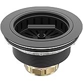 KONE Black Kitchen Sink Drain Matte Black Sink Strainer 3-1/2 Inch Drain Assembly Kit Replacement for Universal 3.5 Inch Kitchen Sink, All Stainless Steel Body with Strainer Basket and Drain Stopper