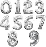 Unique Majestic Silver 9 Foil Balloon 76cm Milestone Birthday Party Decor view 2