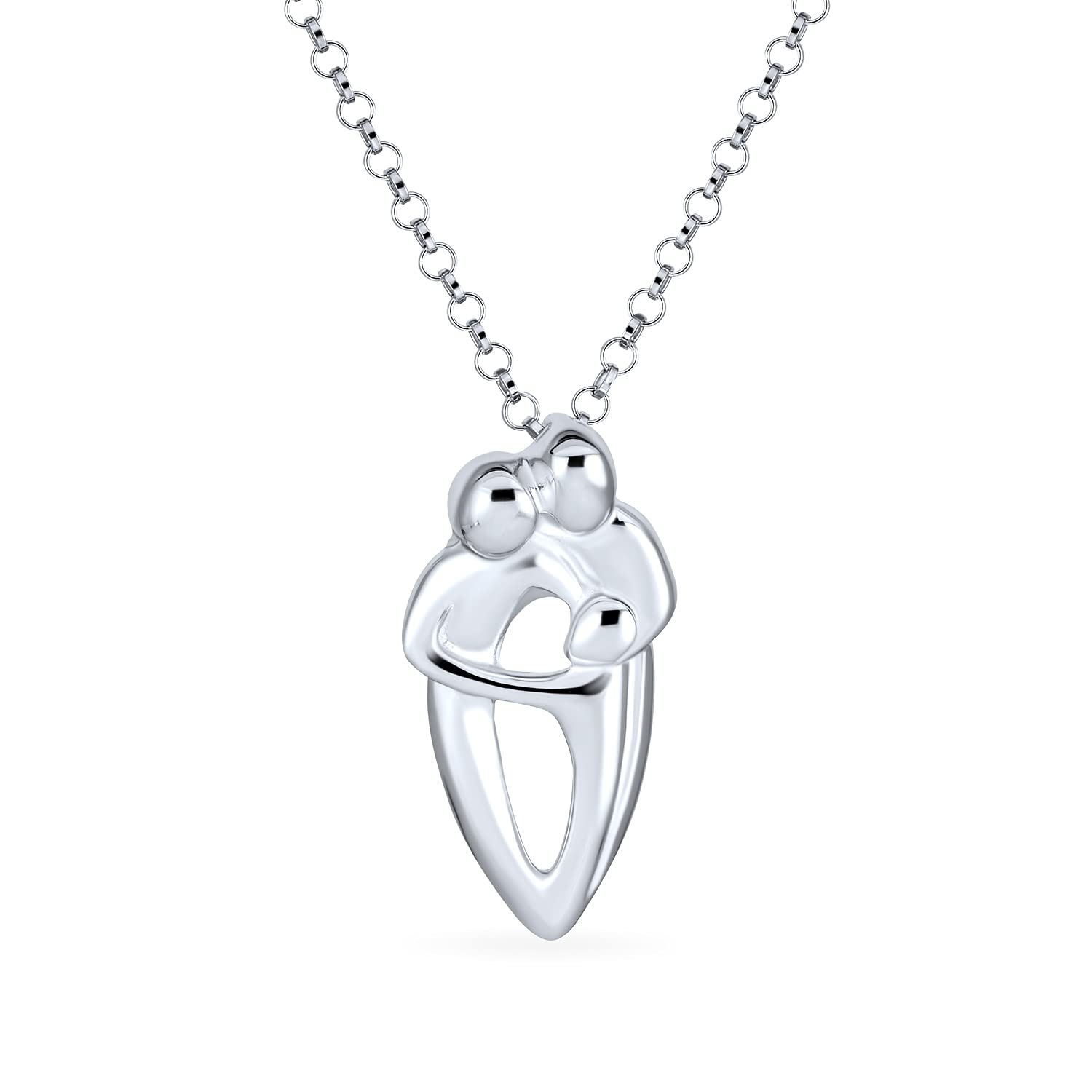 Bling Jewelry Father Mother Loving Son Or Daughter Family Pendant Necklace For Women New Mom Polished .925 Sterling Silver