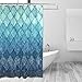 ZOEO Shower Curtain Backdrop Ocean Blue Teal Mermaid Fish Scales Geometric Rhombus Bathroom Home Decor Set Fabric Bridal Polyester Washable Waterproof 12 Hooks for Women 72x72 Inch