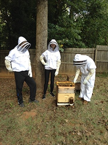Professional Beekeeping Suit Jacket - for Men and Women (Large) - Total Protection - Self-Supporting Fencing Veil for Beekeepers - Easily Take On & Off - 6 Pockets - Good for Beginners as well (White) - Thumbnail 7