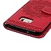 Badalink S7 Edge Case,Galaxy S7 Edge Case Retro 3D Embossed Flower Wallet Purse Magnetic Flip PU Leather Kickstand Case Card Holders Soft TPU Inner Bumper Hand Strap & Dust Plug Stylus Pen Red