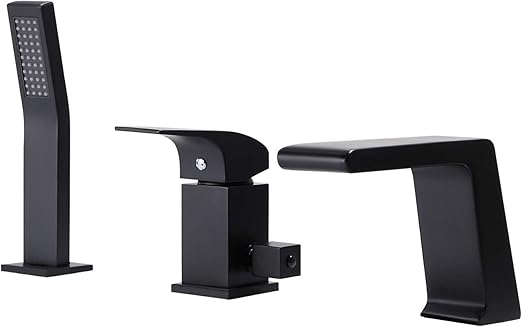 Jiayoujia Modern Deck Mounted Roman Tub Faucet Matte Black Bathtub