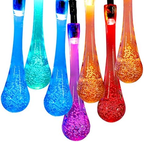 WishWorld Solar String Lights, 21ft 30LEDs Waterproof Fairy Water Drop Lights Decorative Lighting for Garden, Outdoor, Patio, Lawn and Holiday Decorations(Multi Color)
