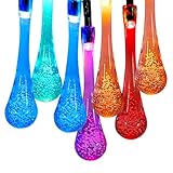 WishWorld Solar String Lights, 21ft 30LEDs Waterproof Fairy Water Drop Lights Decorative Lighting for Garden, Outdoor, Patio, Lawn and Holiday Decorations(Multi Color)