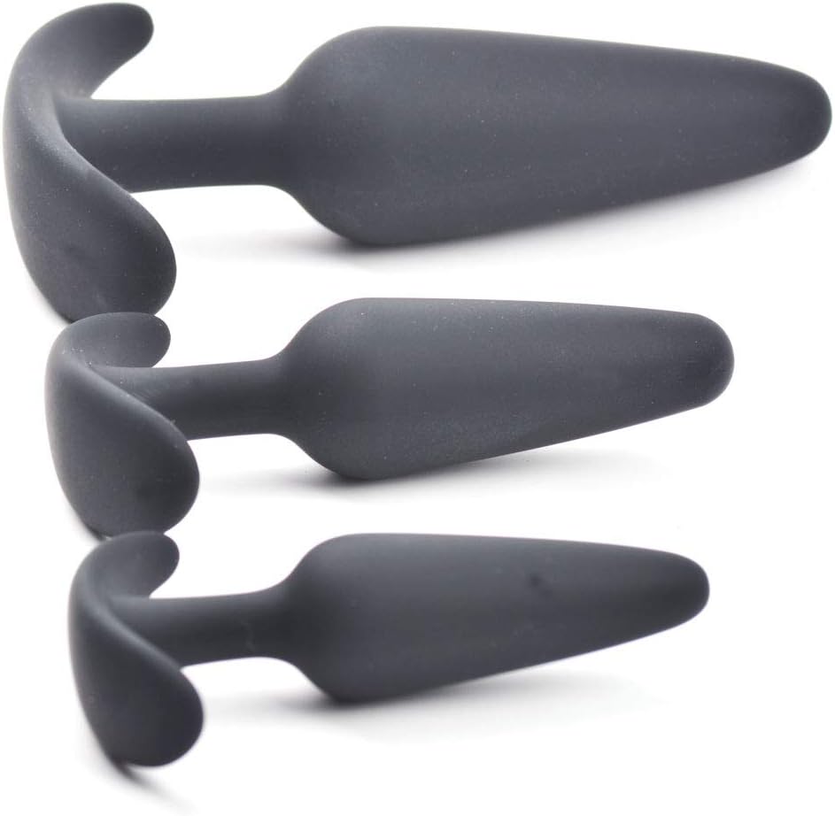 BeHorny Premium Grade Silicone Triple Butt Plug Set, Black - Image 3