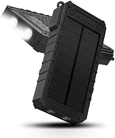 15600mAh Zenos Solar Charger Premium Quality Waterproof Power Bank Sunpower Portable Phone Charger External Battery Pack with LED Flashlight 2-Port Dual USB 2,1A Max Output Backup for Outdoors (Green)