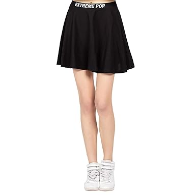 Extreme Pop Damen Kurze Röcke elastische Taille Kleid Mädchen Tennis Rock Skater Stretchy Flared Shorts UK Brand
