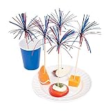Fun Express - Firework Pick (100pc) for Fourth of July - Party Supplies - Serveware & Barware - Picks & Stirrers & Parasols - Fourth of July - 100 Pieces