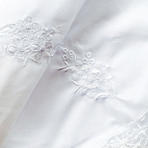 Bulk Wedding White Floral Embroidery Premium 60s Cotton Handkerchiefs