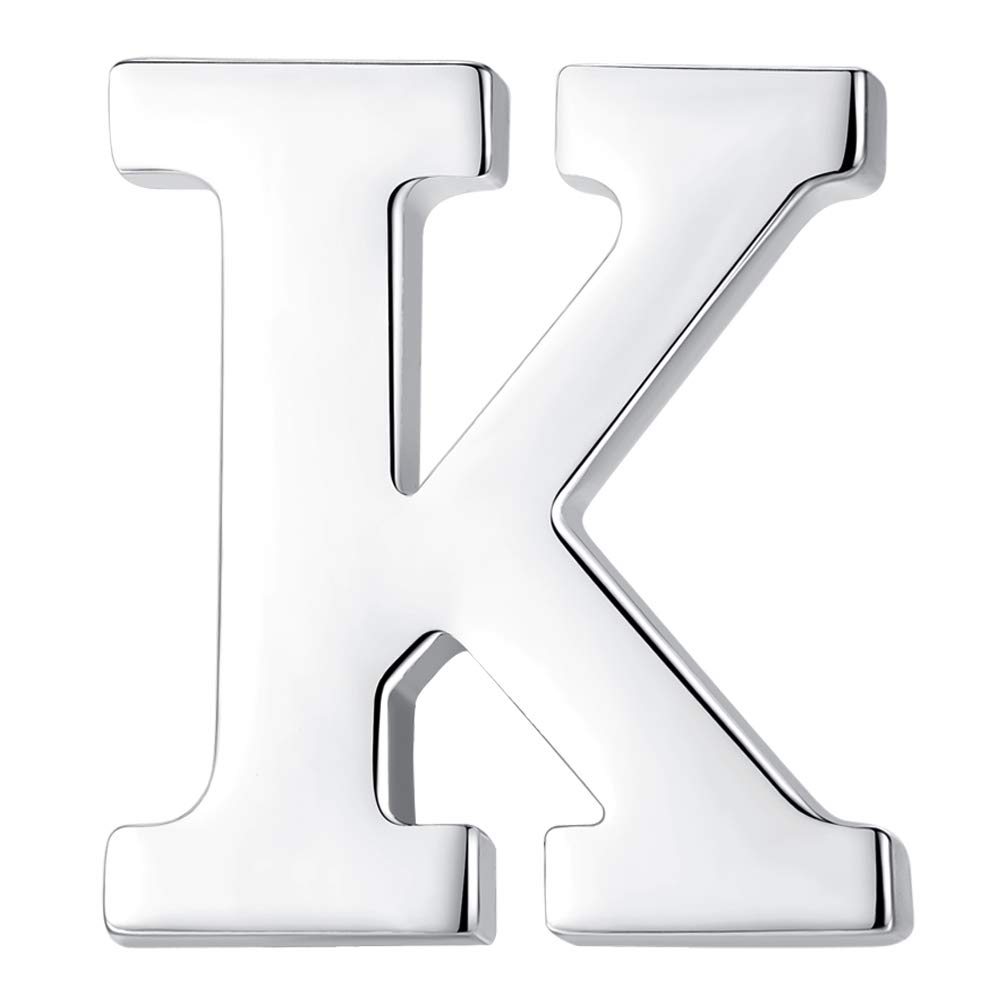 HONEY BEAR 1pc Alphabet Letters A to Z Collar Brooch Label Pins Badge for Mens' Suit/Women's Shirt for Business Gift,Silver K 0.94in