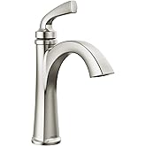 Delta Geist Brushed Nickel Bathroom Faucet 1 Hole, Single Hole Bathroom Sink Faucet for Vanity, Push-Pop Drain Assembly, Spot