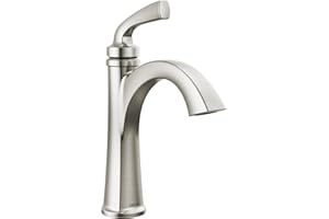 Delta Geist Brushed Nickel Bathroom Faucet 1 Hole, Single Hole Bathroom Sink Faucet for Vanity, Push-Pop Drain Assembly, SpotShield Brushed Nickel 15864LF-SP
