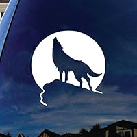 SoCoolDesign Howling Wolf Moon Car Window Vinyl Decal Sticker 4" Wide