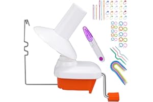 RRIGO Yarn Ball Winder, Convenient Orange Yarn Winder for Yarn, Ball Winder Combo with Easy Installation for Yarn Storage + 53 Pieces Stitch Knitting Needles + 1 Pieces Scissors