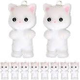 SAFIGLE 10pcs Cute Flocking Cat Charms for Jewelry Making：Resin Cat Pendant Cute Animal Jewelry Making Charms for Bracelets Necklaces Earrings Keychains Craft Supplies White