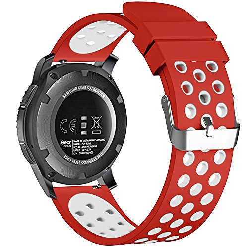 22mm Universal Smart Watch Bands, FanTEK Soft Silicone Sport Quick Release Watch Strap Wristband for Pebble Time Steel/Moto 360 for Men 2nd Gen 46mm/Samsung Gear S3 Frontier/Classic, S Size