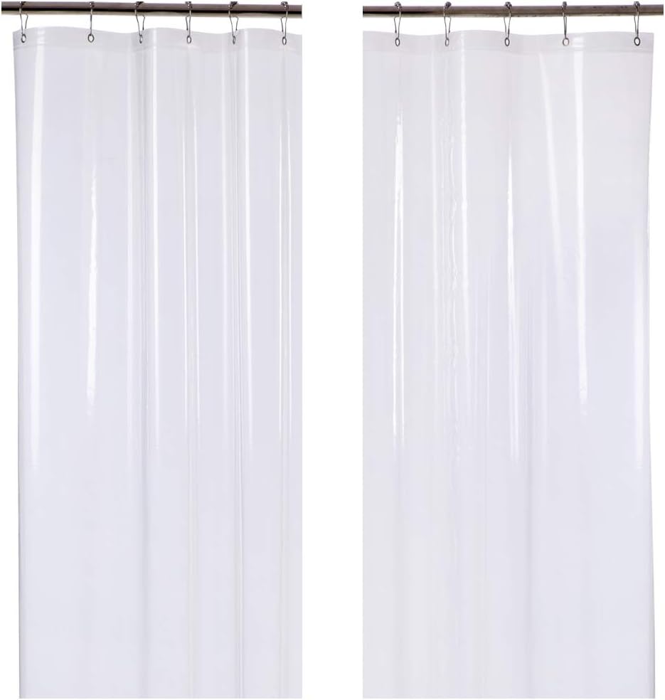 Amazer 2 Pack Shower Curtain, EVA 3G Bathroom Shower Curtains No Smell with Heavy Duty Clear Stones & Rustproof Grommets Holes