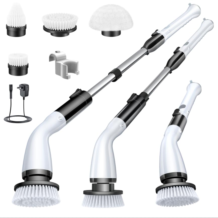 View 1 of ***(PARTS ONLY/ NON FUNCTIONAL)***LABIGO Electric Spin Scrubber LA1 Pro, Cordless Spin Scrubber with 4 Replaceable Brush Heads and Adjustable Size Extension Handle Power Full Cleaning Brush for Bathroom Floor (Deep Black)