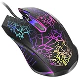 BENGOO Gaming Mouse Wired, USB Optical Computer Mice with RGB Backlit, 4 Adjustable DPI Up to 2400, Ergonomic Gamer Laptop PC Mouse with 6 Programmable Buttons for Windows 7/8/10/XP Vista Linux -Black