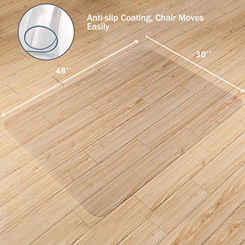 Seteol Home Office Chair Mat for Hardwood Floor, 30'' x 48'' Clear