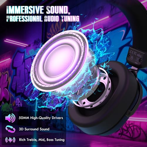 ATTACK SHARK L30PRO Wireless Gaming Headset, 7.1 Surround Sound, EQ Modes, 50mm Drivers, Tri-Mode Connectivity, 1100mAh Battery, Over-Ear Headset with Detachable Noise-Cancelling Mic for PC -Black