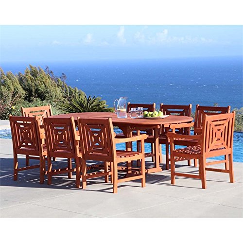Vifah V1294SET18 9 Piece Renaissance Outdoor Wood Patio Dining Set