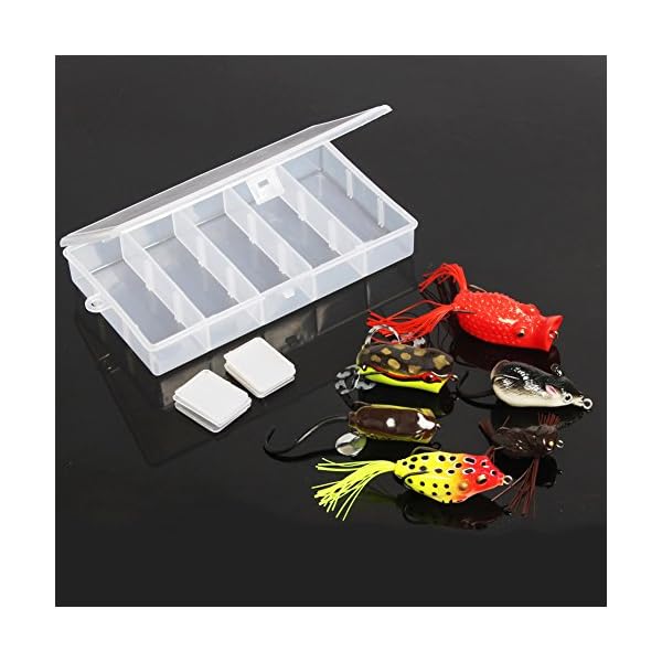 Sougayilang-Topwater-Frog-Rat-Soft-Swim-Crankbait-Fishing-Lures-with-Plastic-Box-Pack-of-6pcs
