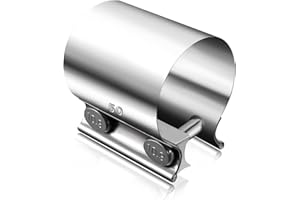 Tnuocke 2.0" Butt Joint Band Exhaust Seal Clamp Sleeve,50mm Stainless Steel Exhaust Sleeve Band for Exhaust Pipe, Muffler,Manifolds,Coupler H-031-50