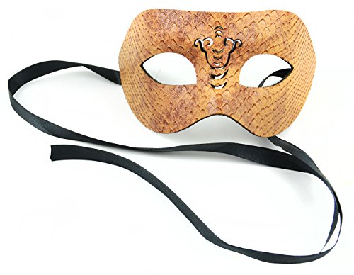 MaskIt Leather Half Mask, 8-Inch, Khaki Snake Skin