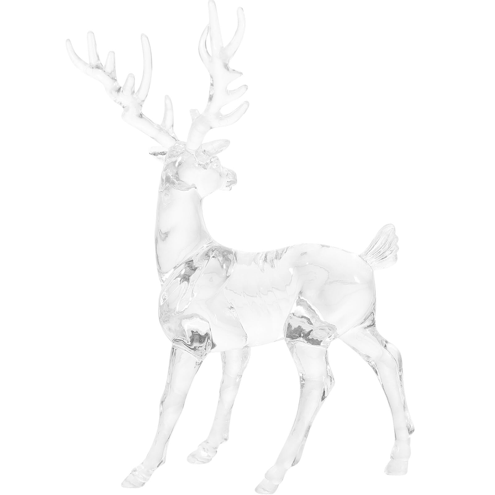 Milisten Glass Reindeer Figurines 2pcs Christmas Elk Decors Clear Acrylic Elk Model Ornaments Acrylic Decoration Indoor Figurines Decors Xmas Craft 17.5X9cm