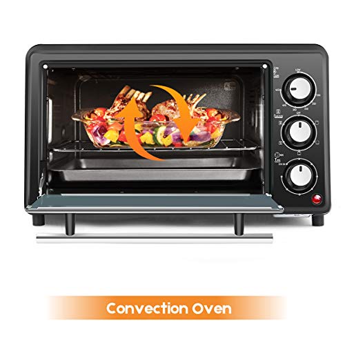 Tulib GT17C-S1 Convection Countertop Toaster Oven, 4 Slice, Black