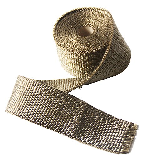 LEDAUT Heat Shield Insulation with Ties for Pipe 16' Roll Titanium Motorcycle Exhaust Tape Thermal Protection