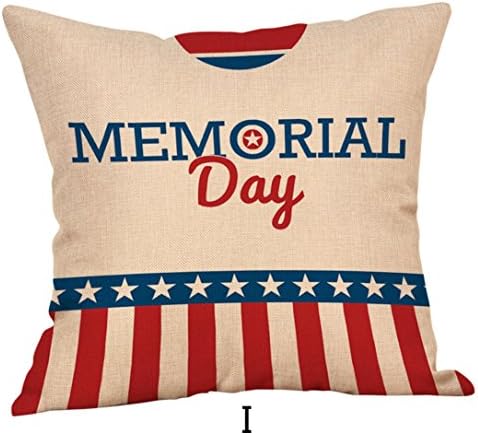 Qvwanle Hot Sale! Happy Independence Day Home Decorative Square Pillow Cases Soft Cushion Covers for Sofa and Bed,18"x18" (I)