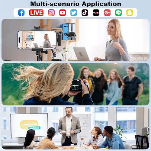 CKOKC Wireless Lavalier Microphone for iPhone - Android Computer, Mini Microphone with Windscreens & Pop Filters for Live Streaming, Video Recording, Interviews, YouTube, TikTok, Vlog