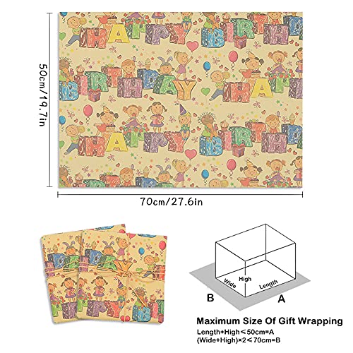 Happy Birthday Wrapping Paper, Recycled Kraft Wrapping Paper, Birthday