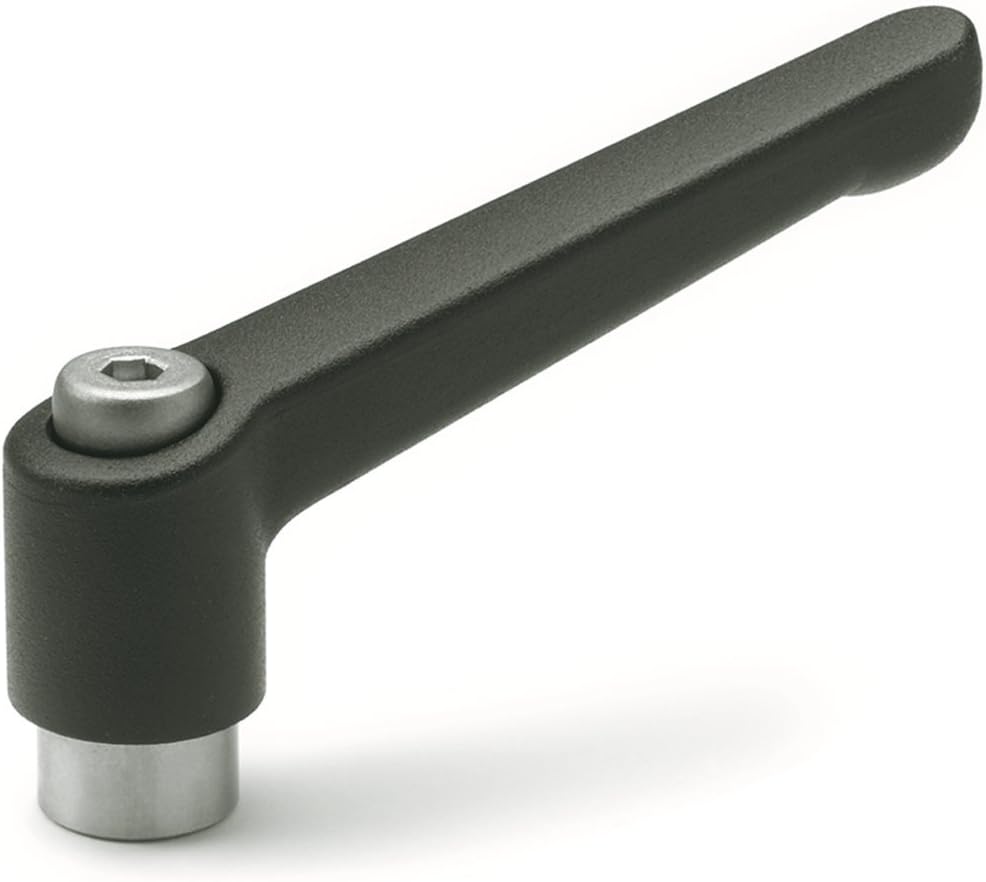 Ganter Standard Elements Adjustable Clamping Lever with Stainless Steel Insert Nut – Black, Strukturmatt, Green 300.1, 63, M8, Black