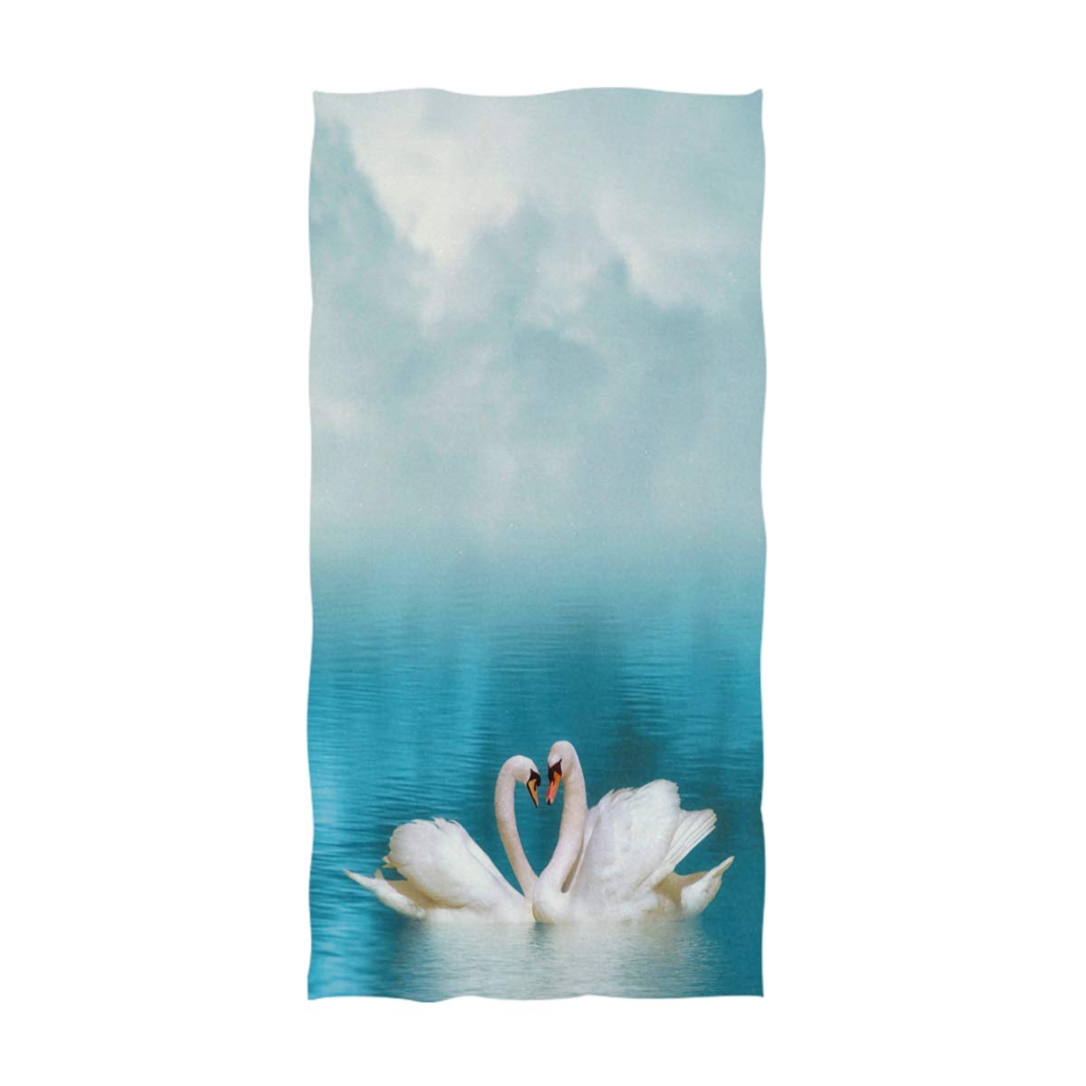 Naanle 3D Two Graceful Swans in Love Soft Large Hand Towels Multipurpose for Bathroom, Hotel, Gym and Spa (16" x 30")