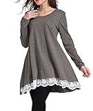 FOMANSH Women's Lace Tunic Shirt Long Sleeve Tunic Top Blouse