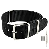 22mm Black NATO Strap with spring bar removal tool and 4 spring bars- Barron Watch Co. [BWC]