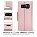 Procase Galaxy Note 8 Wallet Case, Flip Kickstand Case with Card Slots Mirror Wristlet, Folding Stand Protective Cover for Galaxy Note8 2017 –Pink