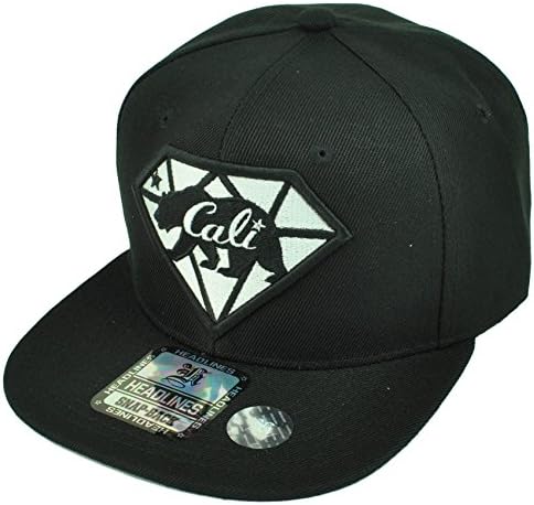 California Cali Bear Republic Hat Cap Snapback Flat Bill Black Diamond State USA