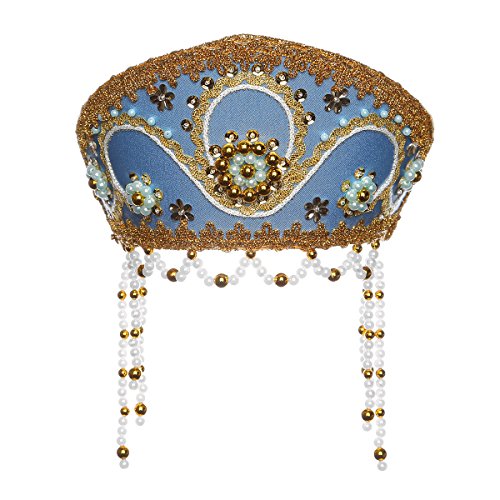 Russian Traditional Folk Costume Headdress Kokoshnik"Alina" light blue #931