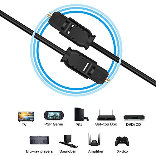 Digital Optical Audio Cable Toslink to Toslink Digital Optical Fiber Audio Cable(6 Feet -3Pack