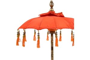 Koyal Wholesale Balinese Umbrella Stand 34-Inch Tall Orange Moroccan Bali Style Home Décor, Tabletop Bali Umbrella Centerpiece Umbrella Decor
