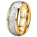 King Will Meteor 8mm 14K Gold Plated Domed Tungsten Carbide Ring Imitated Meteorite Wedding Band Comfort Fit Size5-15