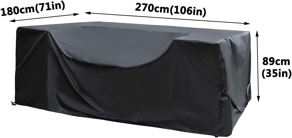 SIRUITON 270x180x89cm Garden Furniture Cover, Patio Garden Table Cover with Air Vent Waterproof, Windproof, Anti-UV - Image 3