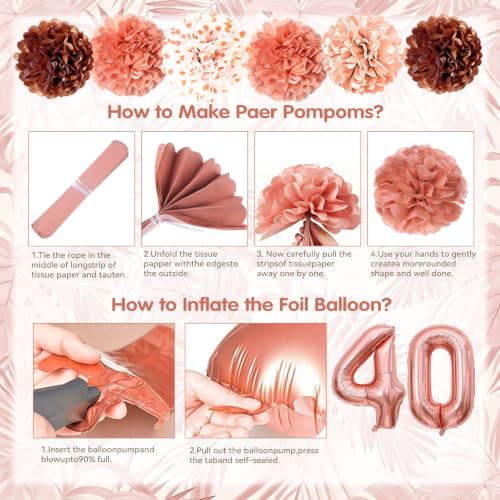 40th Birthday Decoration Rose Gold, 40th Birthday Balloons Woman | 40th Birthday Garlands, Balloons 40th Birthday, Party 40th Birthday Decoration Confetti for Decoration Birthday 40 Women
